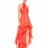 Ieena For Mac Duggal Shop For Ruffle Tiered High Low Pleated Halter Neck Gown