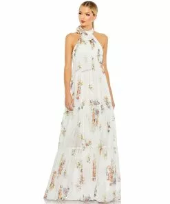 Ieena For Mac Duggal Floral Print Ruched Tiered High Neck Bow Gown Shop For 9 Ieena For Mac Duggal Floral Print Ruched Tiered High Neck Bow Gown Shop For