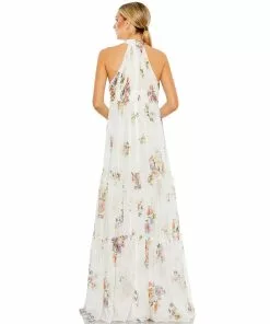 Ieena For Mac Duggal Floral Print Ruched Tiered High Neck Bow Gown Shop For 10 Ieena For Mac Duggal Floral Print Ruched Tiered High Neck Bow Gown Shop For