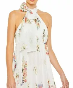 Ieena For Mac Duggal Floral Print Ruched Tiered High Neck Bow Gown Shop For 11 Ieena For Mac Duggal Floral Print Ruched Tiered High Neck Bow Gown Shop For