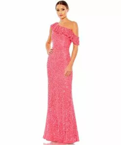 Mac Duggal Shop For Sequined Drop Shoulder Trumpet Gown