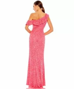 Mac Duggal Shop For Sequined Drop Shoulder Trumpet Gown
