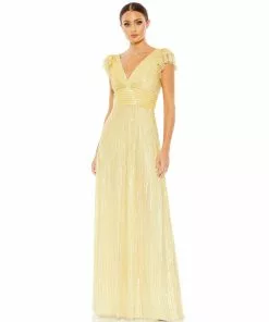 Mac Duggal Embellished Flutter Cap Sleeve A Line Gown Shop For