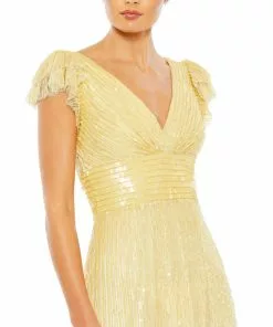 Mac Duggal Embellished Flutter Cap Sleeve A Line Gown Shop For