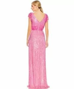 Mac Duggal Embellished Flutter Cap Sleeve A Line Gown Shop For