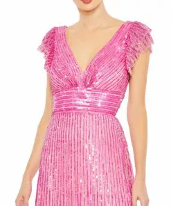 Mac Duggal Embellished Flutter Cap Sleeve A Line Gown Shop For