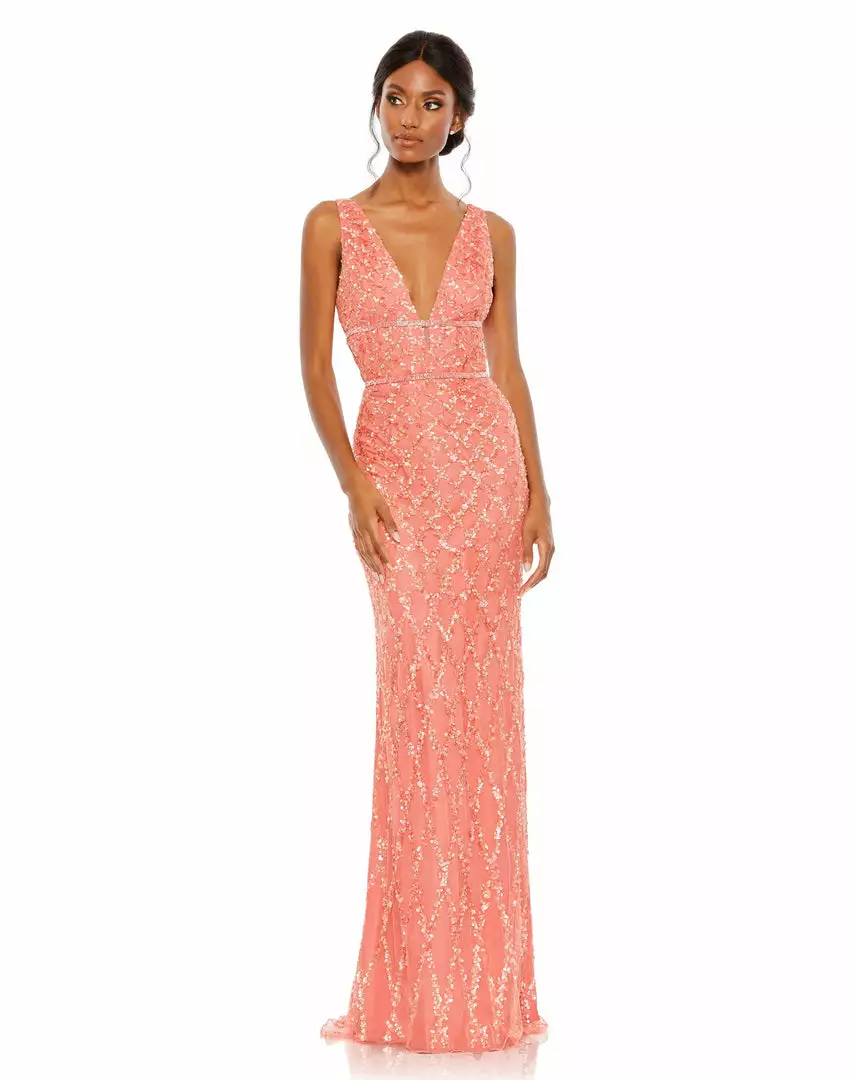 Mac Duggal Sequined Plunge Neck Sleeveless Column Gown Shop For 1 Mac Duggal Sequined Plunge Neck Sleeveless Column Gown Shop For
