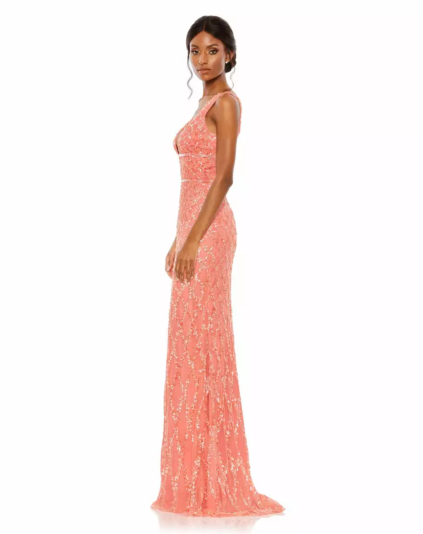 Mac Duggal Sequined Plunge Neck Sleeveless Column Gown Shop For 2 Mac Duggal Sequined Plunge Neck Sleeveless Column Gown Shop For