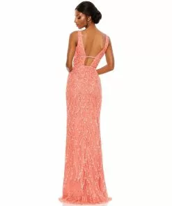 Mac Duggal Sequined Plunge Neck Sleeveless Column Gown Shop For 9 Mac Duggal Sequined Plunge Neck Sleeveless Column Gown Shop For
