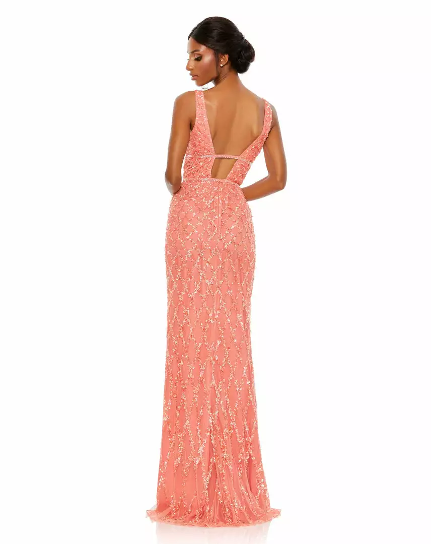 Mac Duggal Sequined Plunge Neck Sleeveless Column Gown Shop For 3 Mac Duggal Sequined Plunge Neck Sleeveless Column Gown Shop For