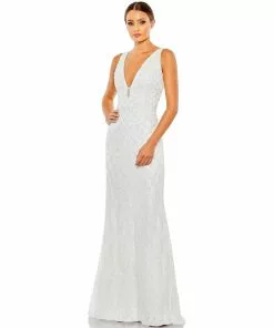 Mac Duggal Sequined Plunge Neck Sleeveless Column Gown Shop For 11 Mac Duggal Sequined Plunge Neck Sleeveless Column Gown Shop For