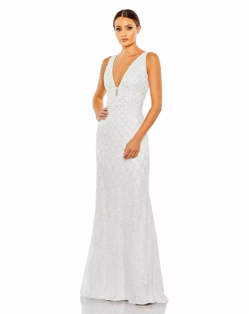 Mac Duggal Sequined Plunge Neck Sleeveless Column Gown Shop For 5 Mac Duggal Sequined Plunge Neck Sleeveless Column Gown Shop For