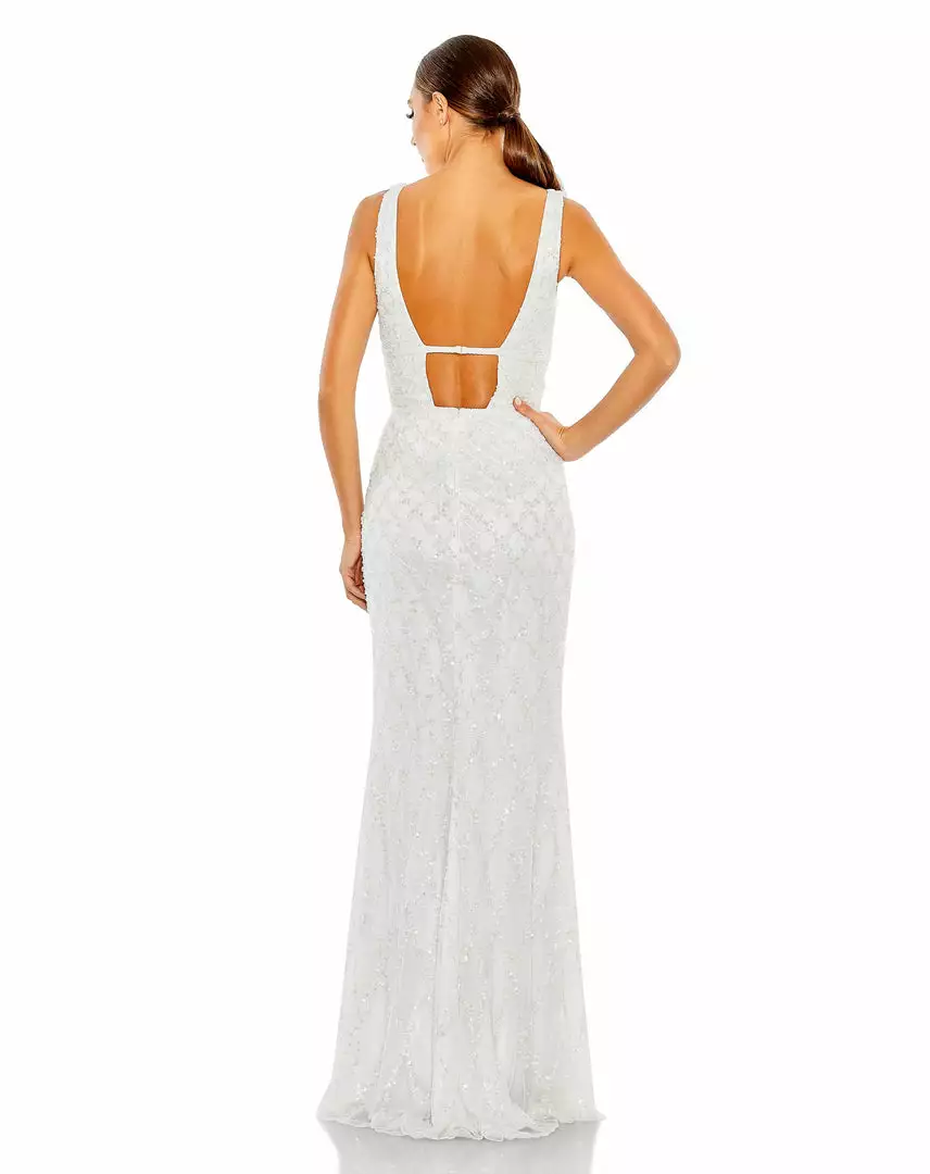 Mac Duggal Sequined Plunge Neck Sleeveless Column Gown Shop For 6 Mac Duggal Sequined Plunge Neck Sleeveless Column Gown Shop For