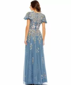 Mac Duggal Shop For Embellished Butterfly Sleeve High Neck Gown