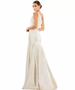 Mac Duggal One Shoulder Metallic Ruffled Evening Gown Shop For