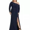 Mac Duggal Ruched Drop Shoulder Jersey Gown (Plus)