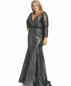 Mac Duggal Multi-Colored Sequined Trumpet Gown (Plus)