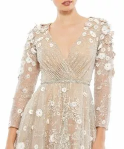 Mac Duggal Floral Embellished Lace A-Line Cocktail Dress Shop For