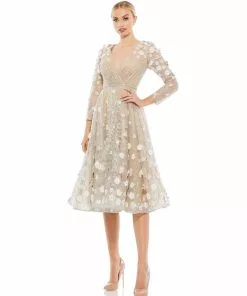 Mac Duggal Floral Embellished Lace A-Line Cocktail Dress Shop For