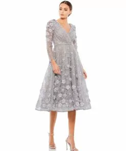 Mac Duggal Floral Embellished Lace A-Line Cocktail Dress Shop For