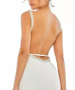 Ieena For Mac Duggal Fitted Sleeveless Beaded Hem Mini Dress Short Dresses