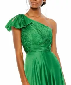 Mac Duggal Pleated One Shoulder Chiffon Gown Bridesmaid Dresses