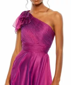Mac Duggal Pleated One Shoulder Chiffon Gown Bridesmaid Dresses