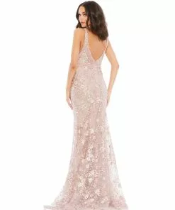 Mac Duggal Shop For Floral Embellished Sleeveless Plunge Neck Gown