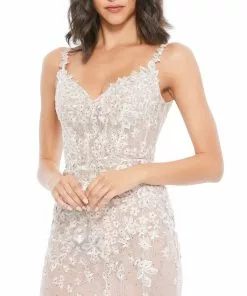 Mac Duggal Floral Embroidered Corset Bodice Gown