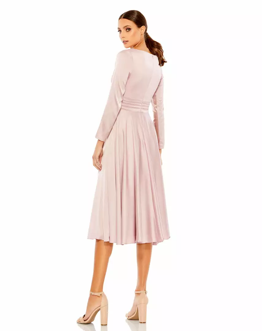 Ieena For Mac Duggal Plunge Neck Satin A-Line Dress 6 Ieena For Mac Duggal Plunge Neck Satin A-Line Dress