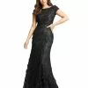 Mac Duggal Shop For Floral Applique Boat Neck Short Sleeve Gown