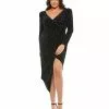 Mac Duggal Shop For Rhinestone Embellished Faux Wrap Jersey Dress (Plus)