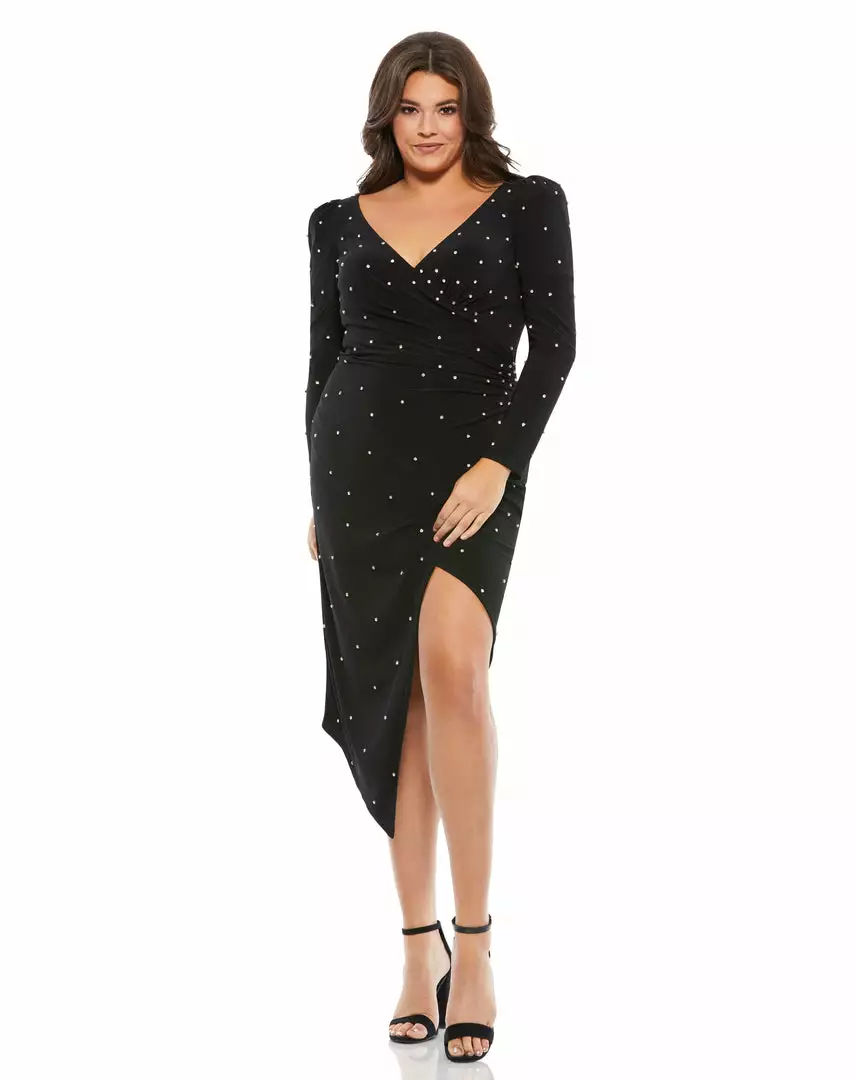 Mac Duggal Shop For Rhinestone Embellished Faux Wrap Jersey Dress (Plus) 1 Mac Duggal Shop For Rhinestone Embellished Faux Wrap Jersey Dress (Plus)