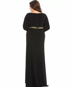 Mac Duggal Split Sleeve Surplice Gown (Plus) Shop For