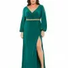 Mac Duggal Split Sleeve Surplice Gown (Plus) Shop For