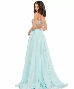 Mac Duggal Jewel Encrusted Thigh High Slit Gown Shop For