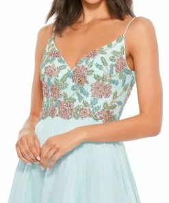 Mac Duggal Jewel Encrusted Thigh High Slit Gown Shop For