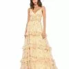 Mac Duggal Tiered Floral Chiffon Gown