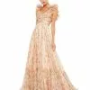 Ieena For Mac Duggal Ruffle Tiered Floral Cut-Out Chiffon Gown Shop For