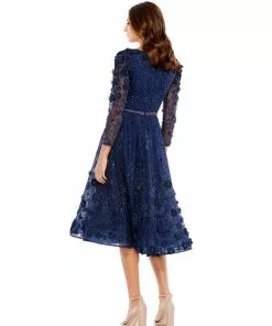 Mac Duggal Floral Appliqué Fit And Flare Dress