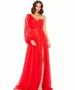 Mac Duggal Shop For Flowy One Sleeve Chiffon Gown