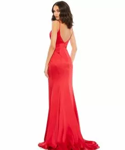 Mac Duggal Satin V-Neck Sleeveless Gown Bridesmaid Dresses