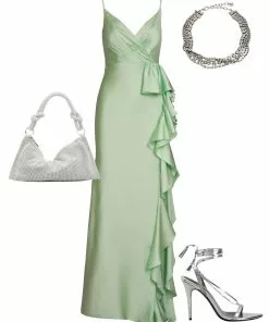 Ieena For Mac Duggal Satin Ruffled Asymmetrical Gown Shop For