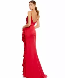 Ieena For Mac Duggal Satin Ruffled Asymmetrical Gown Shop For