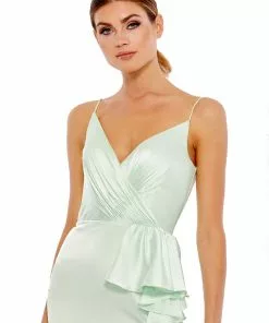 Ieena For Mac Duggal Satin Ruffled Asymmetrical Gown Shop For