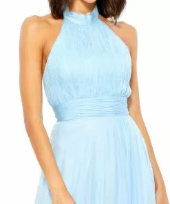 Mac Duggal High Neck Tiered Chiffon Halter Gown