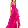 Mac Duggal Taffeta Hi-Low Ruffle Gown