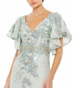 Mac Duggal Bell Sleeve Floral Embellished Gown Shop For