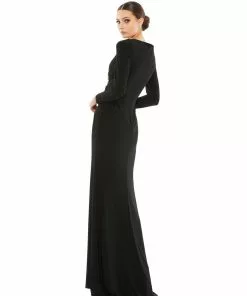 Mac Duggal Faux Wrap Long Sleeve Gown W/ Appliqué Detail Shop For