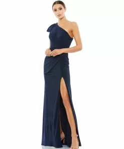 Mac Duggal Ruffled One Shoulder Draped Gown Shop For